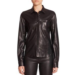 Helmut Lang leather button down shirt